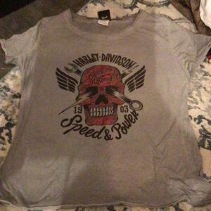Harley-Davidson Gray Tee with Black Logo Print